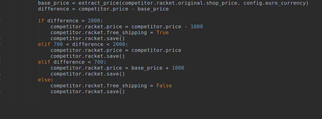 Price automation - competitors based pricing rules code example