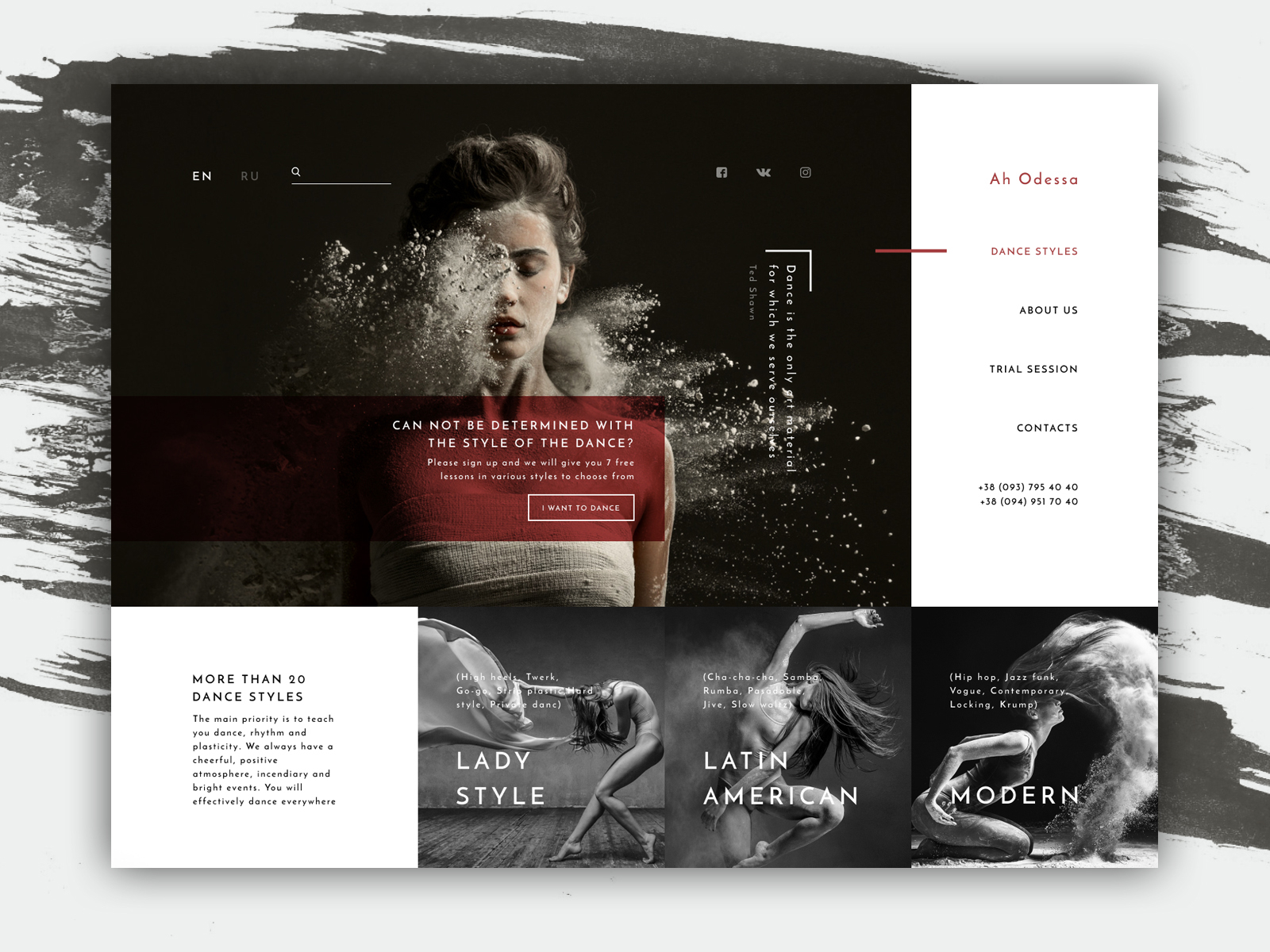 Dance Studio Website Design Example #2