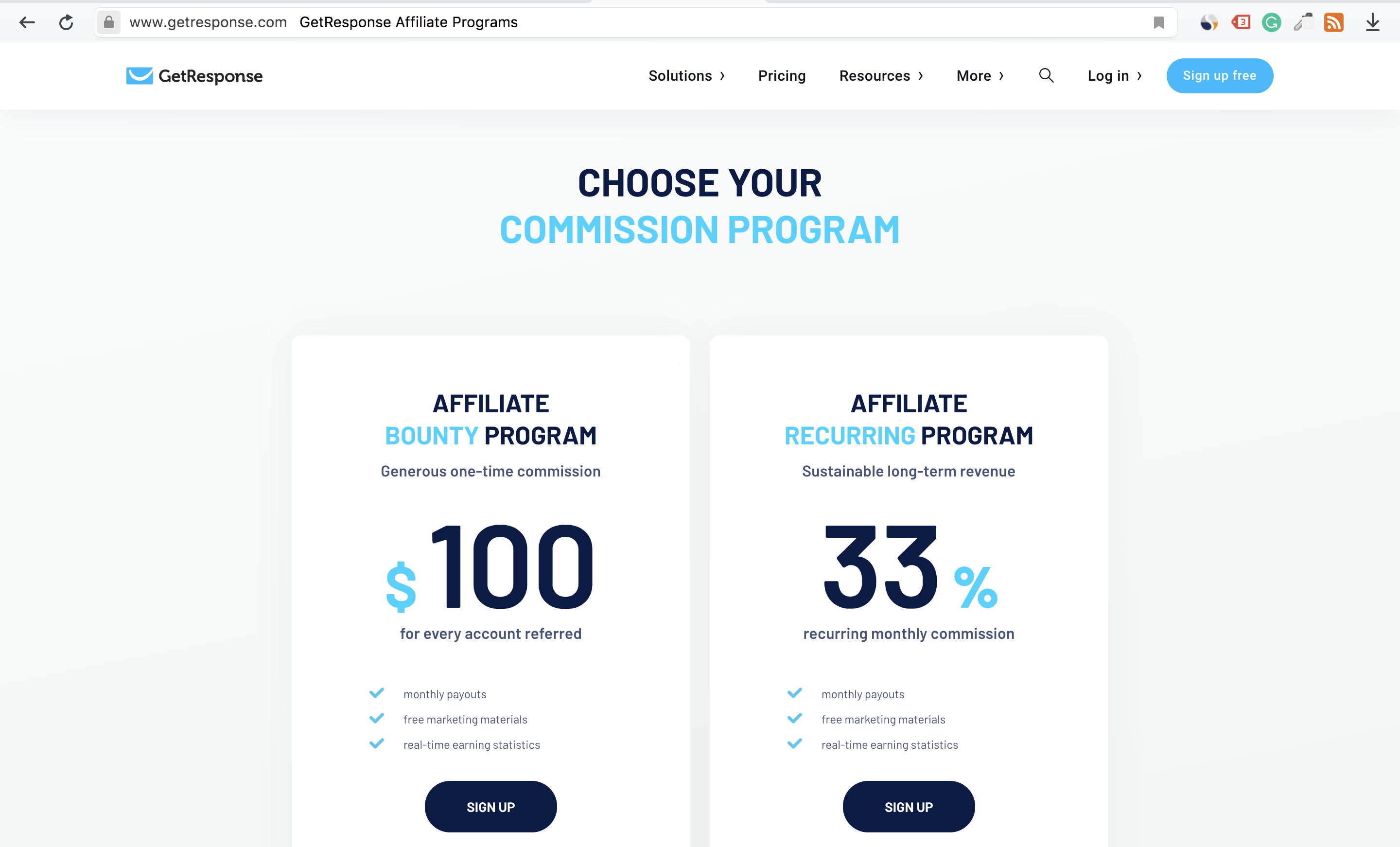 GetResponse Affiliate Program Comissions