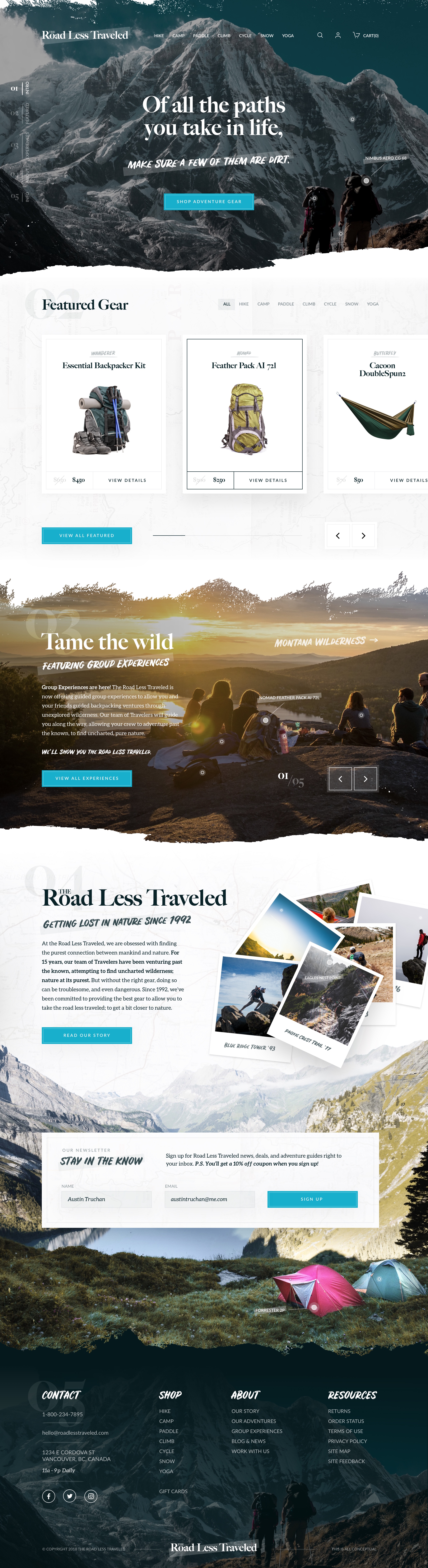 Outdoor Website Design Example #1